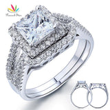 Dazzling 1.5 Carat Princess Cut Simulated Lab Diamond Silver Luxury Ring Set - The Jewellery Supermarket