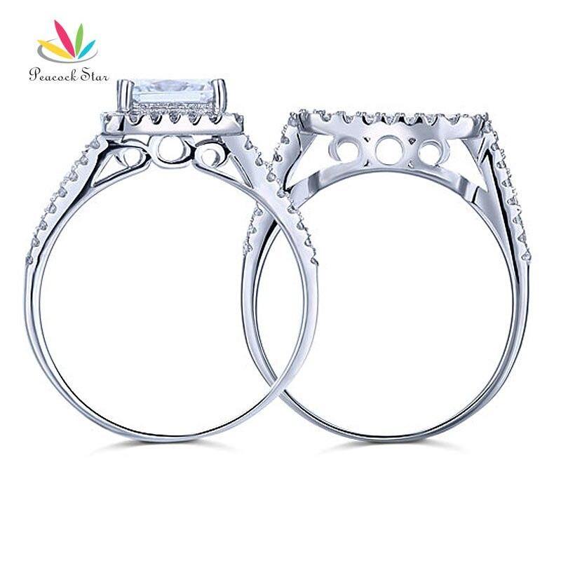 Dazzling 1.5 Carat Princess Cut Simulated Lab Diamond Silver Luxury Ring Set - The Jewellery Supermarket
