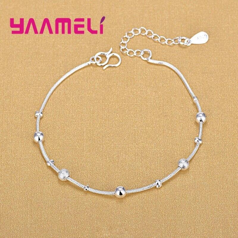 Delicate S925 Sterling Silver Cute Round Beads Bracelet Anklet - Best Online Prices by Jewellery Supermarket - The Jewellery Supermarket