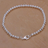 Delicate Silver Plated Charm 4MM Beads Bracelet- Best Online Prices by Jewellery Supermarket - The Jewellery Supermarket
