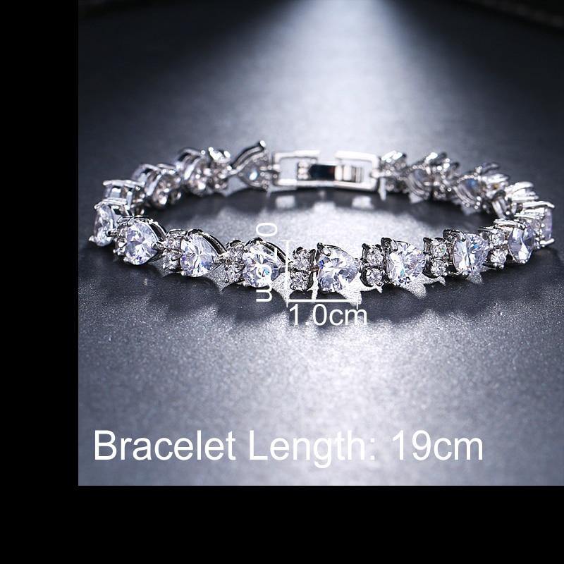 Delightful Heart Shaped AAA Cubic Zircon Bangle Bracelet- Best Online Prices by Jewellery Supermarket - The Jewellery Supermarket