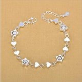 Elegant 925 Silver Bracelets Anklets Star Heart Design- Wholesale Prices by Jewellery Supermarket