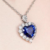 Elegant Blue Heart AAA+ Cubic Zirconia Diamonds Delicate Pendant Necklace