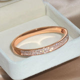 Elegant Classic Crystal Cuff Gold Color Bangles Bracelets For Women