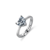 Elegant Silver Heart Shape Inlaid AAA+ Zircon Diamond Jewellery Ring