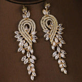 Elegant Zirconia Luxury Silver Color AAA+ Cubic Zirconia Diamonds Long Earrings - The Jewellery Supermarket