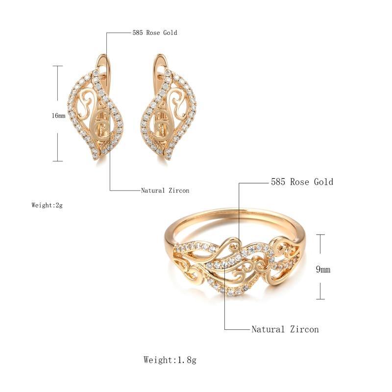Ethnic Rose Gold Hollow Flower AAA+ Cubic Zirconia Diamonds Jewellery Set - The Jewellery Supermarket