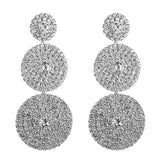 Exaggerated Multi-layer Round Drop Shiny Rhinestone Geometric Dangle Earrings - The Jewellery Supermarket