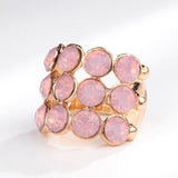 Exquisite Crystal Mosaic Opal Vintage Hot Gold Colour Fashion Ring