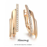 Exquisite Luxury Geometric Fashion Gold Colour Inlaid Crystal AAA+ Rhinestones Stud Earrings
