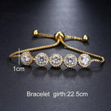 Fashion Charm Round High Quality AAA+ Cubic Zirconia Diamonds Classic Chain Adjustable Bracelet - The Jewellery Supermarket
