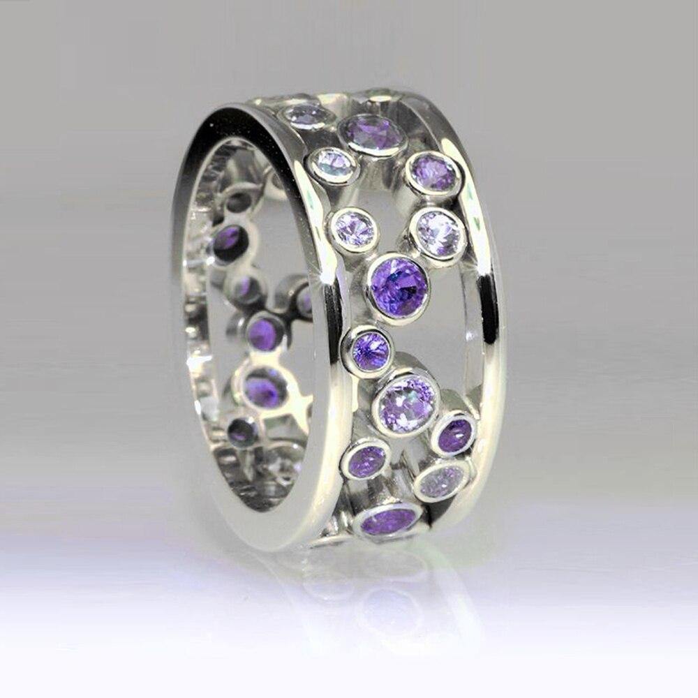 Fashion Hollowed Circle Simple Band Ring White/Blue AAA+ Cubic Zirconia Diamonds Ring - The Jewellery Supermarket