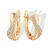 Fashion Natural Zircon Cross Stud  Luxury Vintage Rose Gold Earrings
