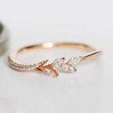 Fashion White High Quality AAA+ Cubic Zirconia Diamonds Cute Leaf Promise Ring
