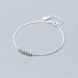 Fine 925 Sterling Silver Minimalist Geometric Light Beads Bracelet