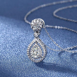 Fine Jewelry AAA+ Cubic Zirconia Diamonds Silver Color Pear Shape Little Necklace Pendant