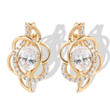 Fine Unusual Rose Gold Colour Ethnic Fashion AAA+ Zircon Diamonds Stud Earrings