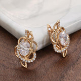 Fine Unusual Rose Gold Colour Ethnic Fashion AAA+ Zircon Diamonds Stud Earrings - The Jewellery Supermarket