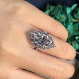 Flower Marquise cut 4ct High Quality AAA+ Cubic Zirconia Diamonds Silver Engagement Wedding Ring - The Jewellery Supermarket