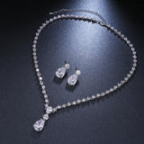 Glamorous AAA Cubic Zirconia Crystal Women Earrings Necklace Set - Best Online Prices by Jewellery Supermarket