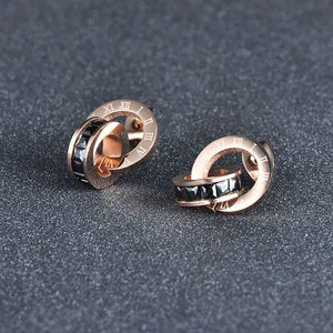 Gold Color Shiny AAA+ Cubic Zirconia Drop Steel Circle Dangle Earrings - The Jewellery Supermarket