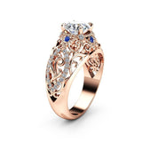 Gorgeous Dazzling 4 Claw Solitaire Hollowed Out Pattern AAA+ Cubic Zirconia Diamond Ring - The Jewellery Supermarket