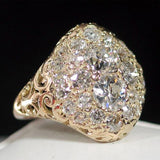 Gorgeous Gold Color Full AAA+ Cubic Zirconia Diamonds Brilliant Ring