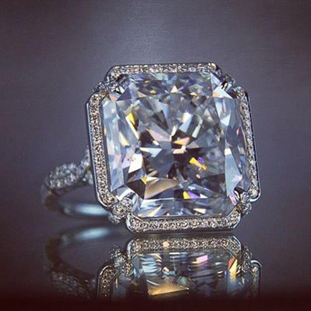 High Quality Gorgeous Silver Color Big AAA Cubic Zirconia Crystal Proposal Engagement Ring - The Jewellery Supermarket