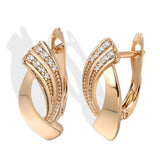 Hot Fashion Glossy Rose Gold Simple Geometry Natural Zircon Earrings