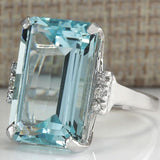 Hyperbole Huge Sky Blue AAA Cubic Zircon Crystal Prong Setting Ring