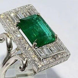 Hyperbole Rectangular  AAA Green Cubic Zirconia Crystal Gorgeous Ring