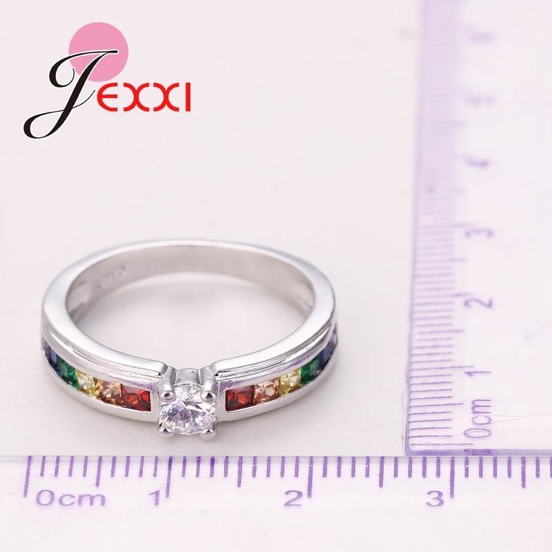 Lovely 925 Sterling Silver MultiColour Cubic Zirconia Wedding Ring - The Jewellery Supermarket