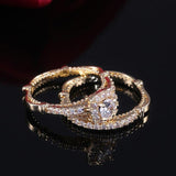Luxury 2PC Golden Color Micro Paved AAA+ Cubic Zirconia Diamonds Solitaire Engagement Rings - The Jewellery Supermarket