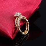 Luxury 2PC Golden Color Micro Paved AAA+ Cubic Zirconia Diamonds Solitaire Engagement Rings - The Jewellery Supermarket