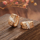Luxury AAA+ Zircon Diamonds Rose Gold Hollow Flowers Beautiful Earrings - The Jewellery Supermarket