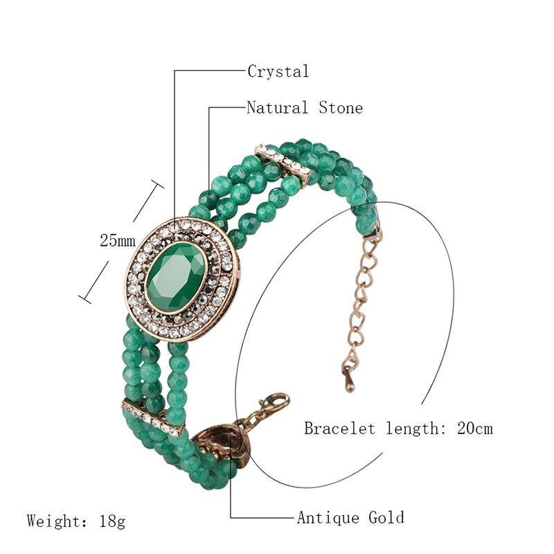 Luxury Boho Natural Stone Antique Gold Hand Made Crystal Retro Ethnic Bracelet - The Jewellery Supermarket