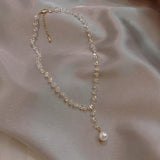 Luxury Elegant White Crystal White Pearl Crystal Necklace Pendant