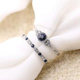 Luxury Green Blue Stone Micro Paved AAA Zircon Silver Color Crystal Rings For Women