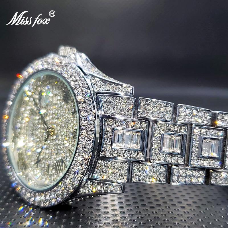 Luxury MISS FOX Ice Out Simulated Diamonds Quartz Watches - The Jewellery Supermarket