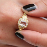 Luxury Tiny Shiny AAA+ Cubic Zirconia Diamonds Golden Colour Solitaire Ring - The Jewellery Supermarket