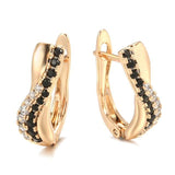 Luxury Vintage Fashion Natural Black Zircon Rose Gold Stud Earring