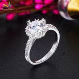 Marvelous Flower Shape 1 Carat Simulated Lab Diamond Silver Promise Wedding Ring - The Jewellery Supermarket