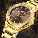 MISS FOX Luxury Brand Simulated Lab Diamonds 18KGP Gold Elegant Women's Watch