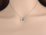 Mosaic Stainless Steel Shell & Acrylic Double Circle Pendant Necklace - The Jewellery Supermarket