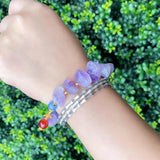 Natural Stone Purple Crystal Beads Sunstone Beaded Energy Yoga Bracelet