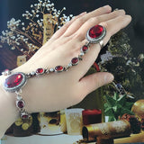 New Red Glass Gold Color White Crystal Oval Glass Bracelet
