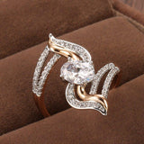 New 585 Rose Gold Micro-wax Inlay AAA+ Cubic Zirconia Diamonds Flowers Ring - The Jewellery Supermarket