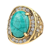 New  Antique Gold Natural Stone White Crystal Ethnic Big Oval Ring