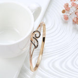 New Charming 585 Rose Gold Colour Black AAA+ Zircon High Quality Cuff Bangle - The Jewellery Supermarket