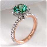 New Fashion Two Tone Elegant Luxury Solitaire Green Zircon AAA+ Cubic Zirconia Diamond Ring